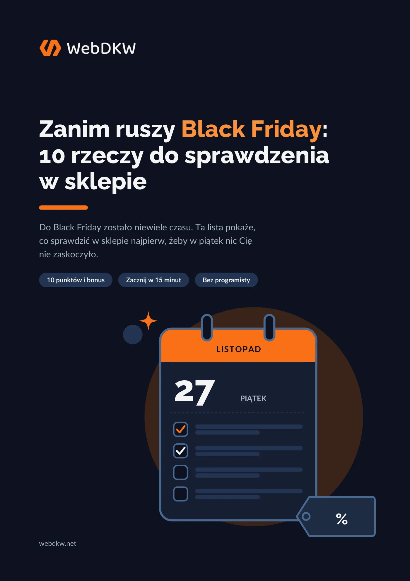Okładka checklisty: Zanim ruszy Black Friday, 10 rzeczy do sprawdzenia w sklepie